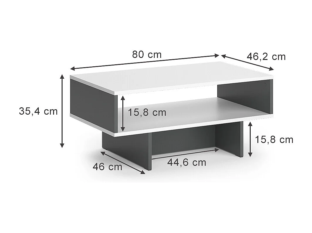 Salontafel wit/antraciet 80x46.2x35.4 josef