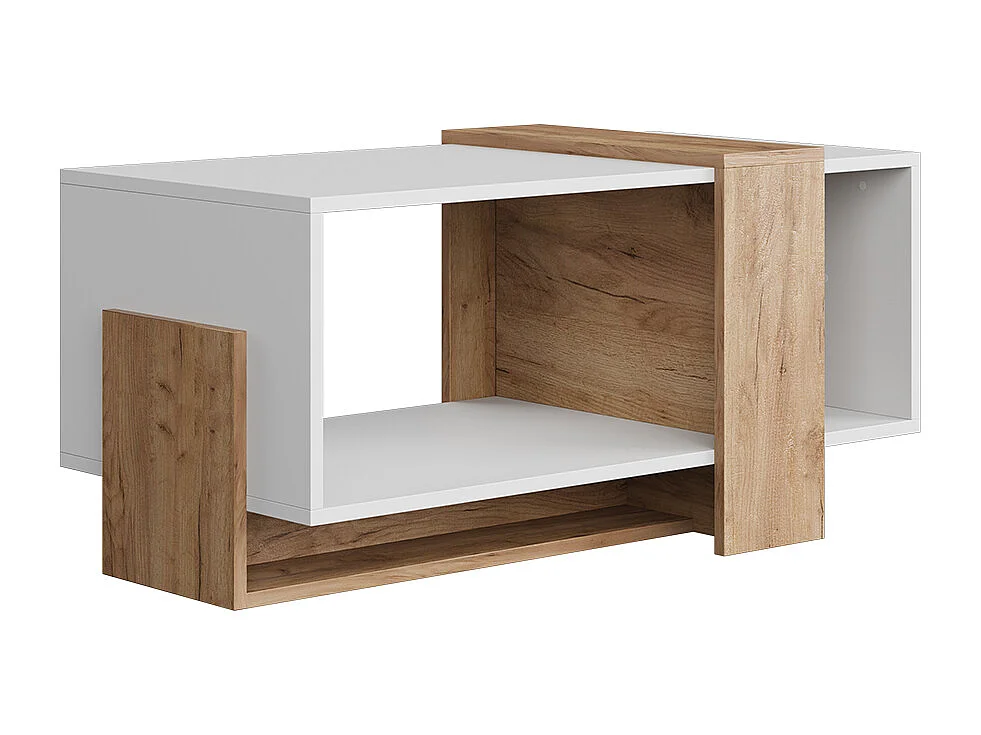 Couchtisch weiß/goldkraft eiche 91.8x49x45 aven