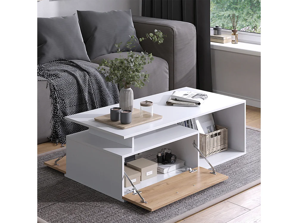 Table basse chêne blanc/force de lor 118x59x39.8 roland