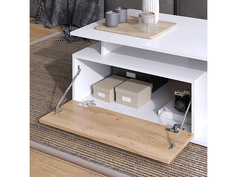 Table basse chêne blanc/force de lor 118x59x39.8 roland