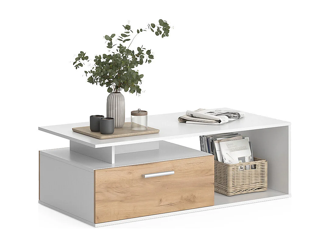 Table basse chêne blanc/force de lor 118x59x39.8 roland