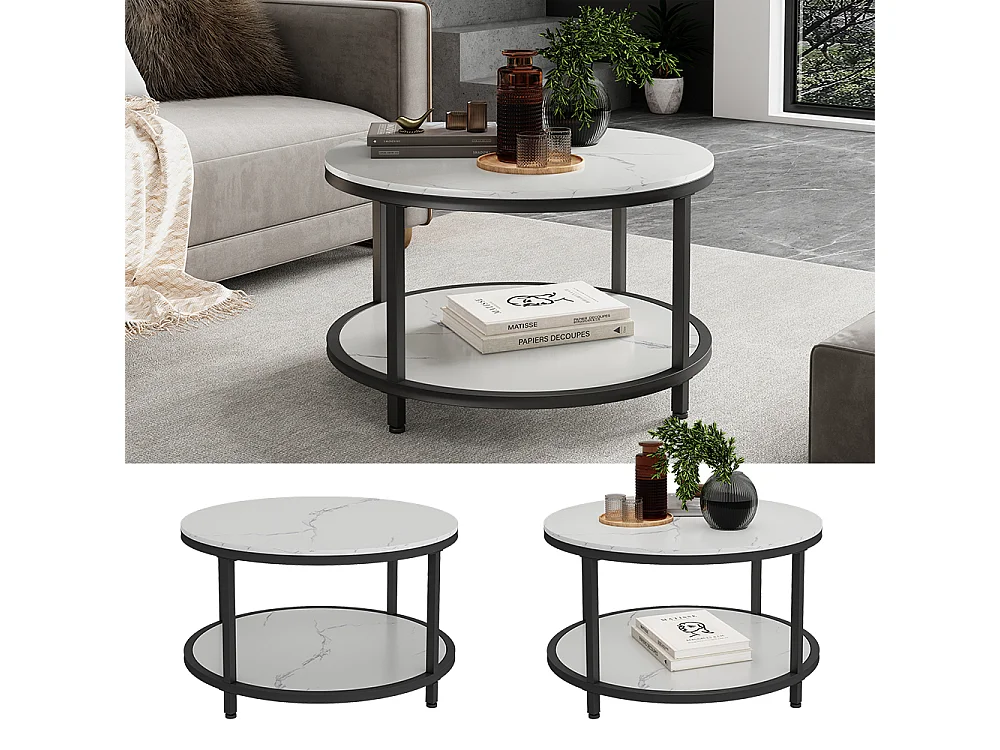 Stolik kawowy biały marmur 80x80x46 ontario