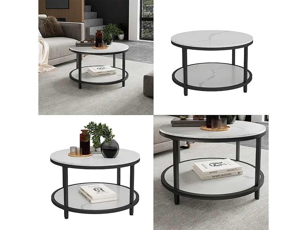 Stolik kawowy biały marmur 80x80x46 ontario