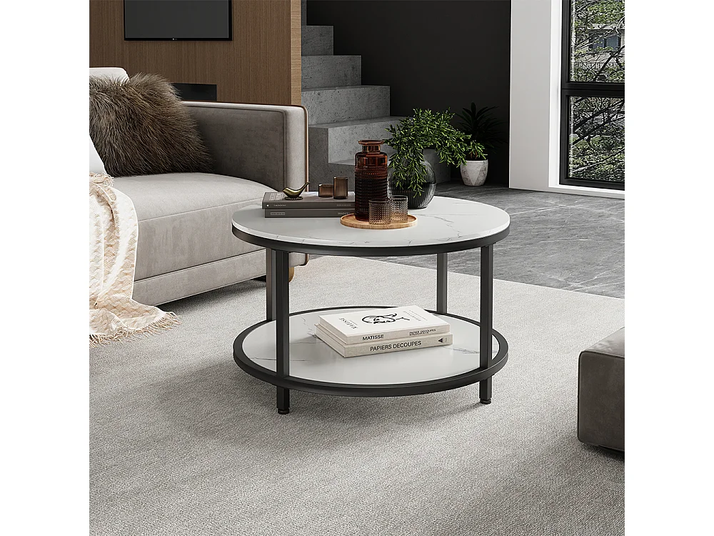 Table basse marbre blanc 80x80x46 ontario