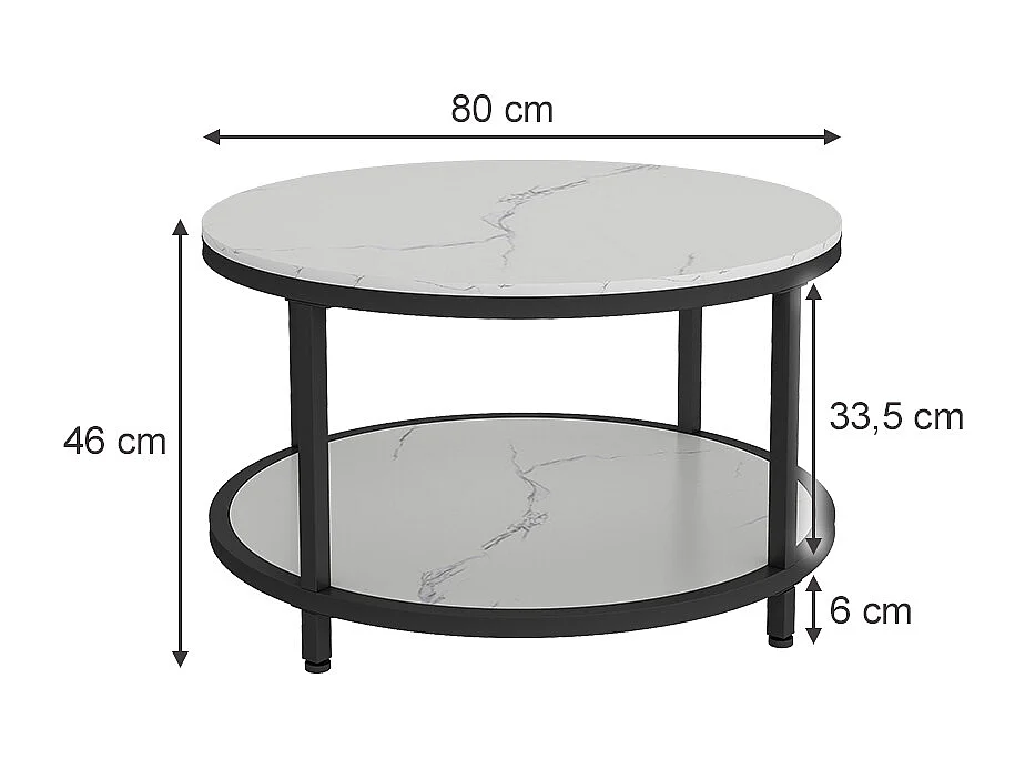 Table basse marbre blanc 80x80x46 ontario