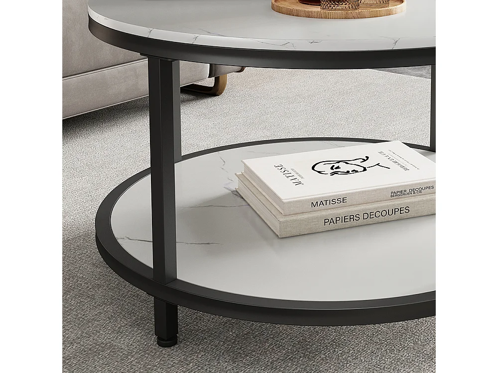 Table basse marbre blanc 80x80x46 ontario