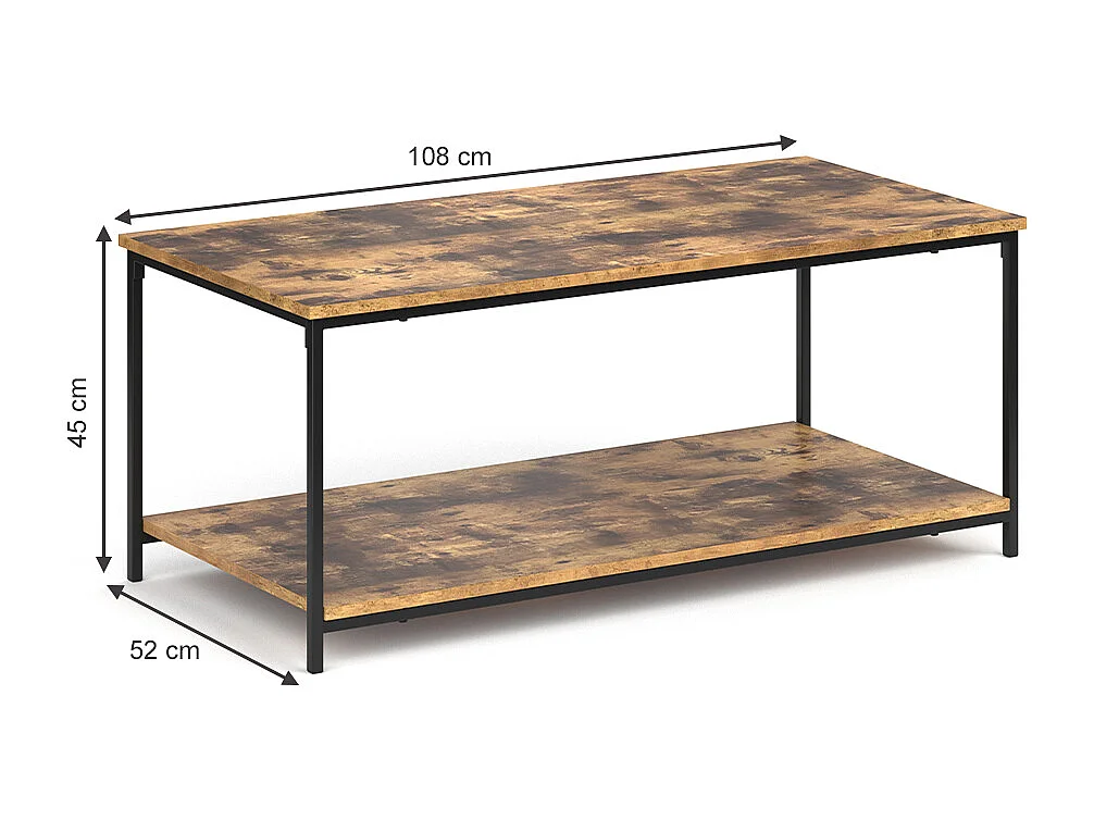 Table basse bois antique 108x52x45 fyrk