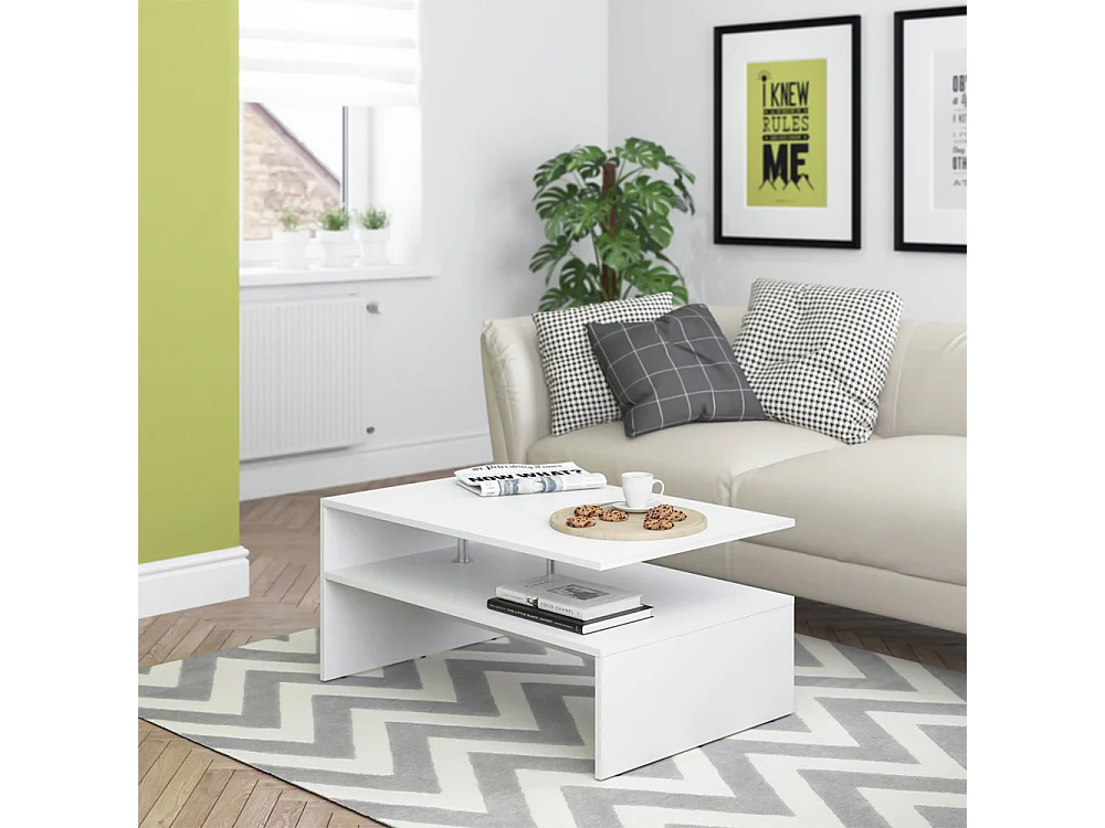 Table basse blanc 90x60x42 amato