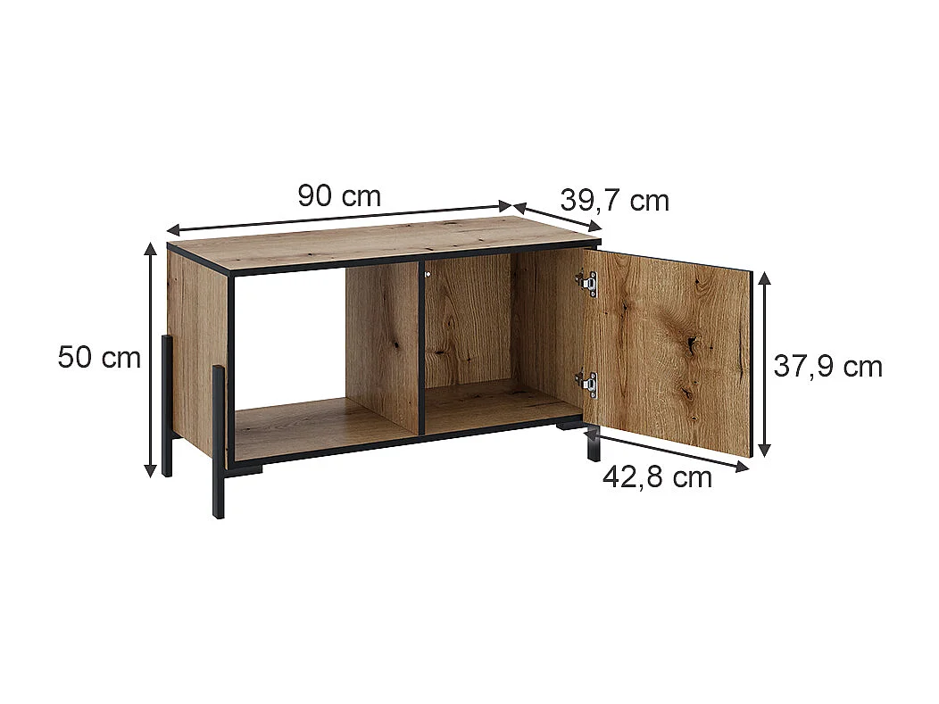 Couchtisch eiche 90x39.7x50 hatto