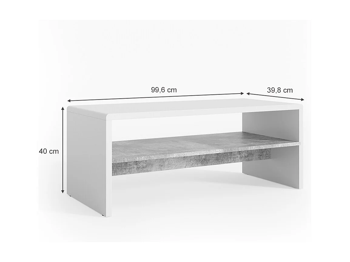 Couchtisch beton/weiß 99.6x39.8x40.1
