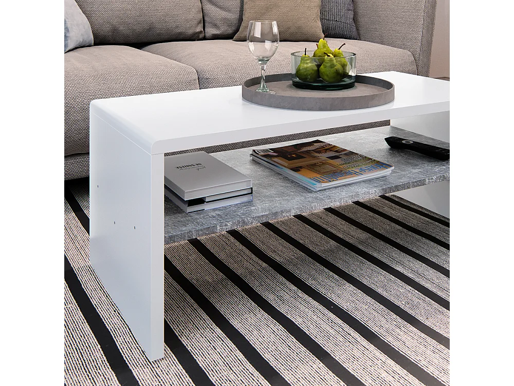 Table basse béton/blanc 99.6x39.8x40.1