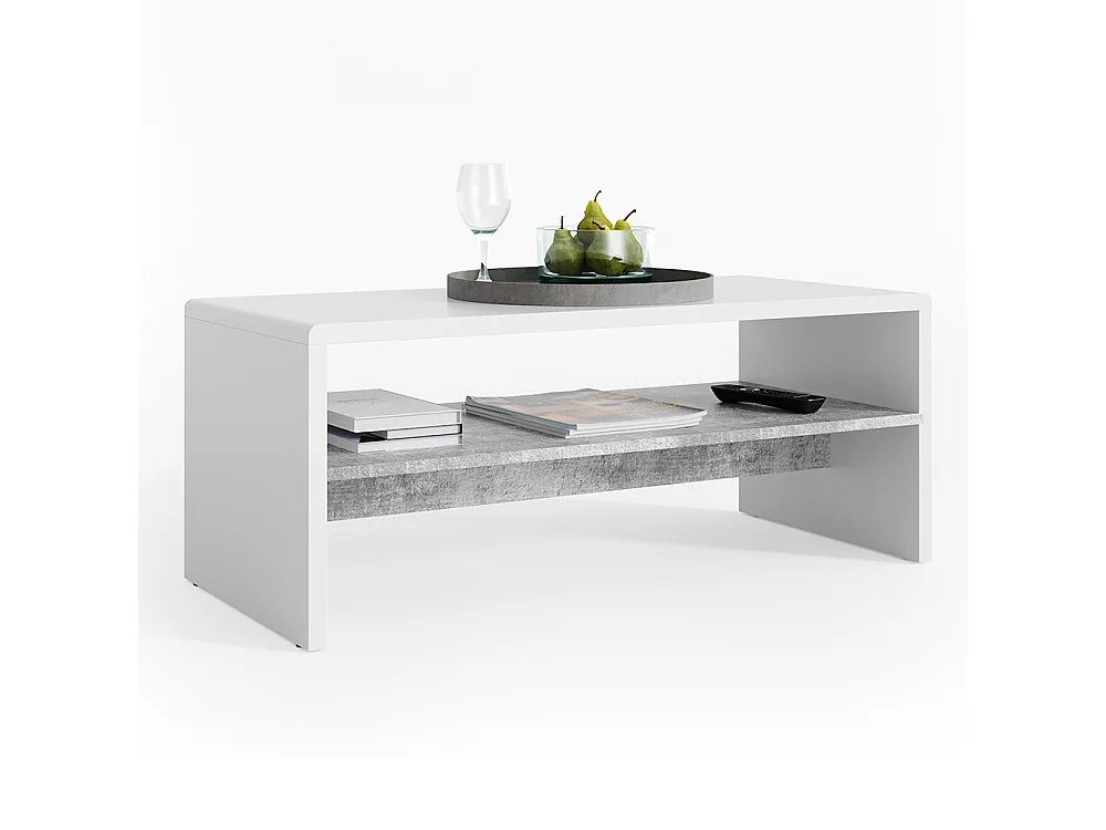 Table basse béton/blanc 99.6x39.8x40.1