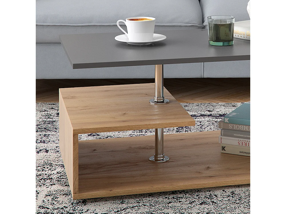 Table basse anthracite/chêne sable 91x52.6x41 guillermo