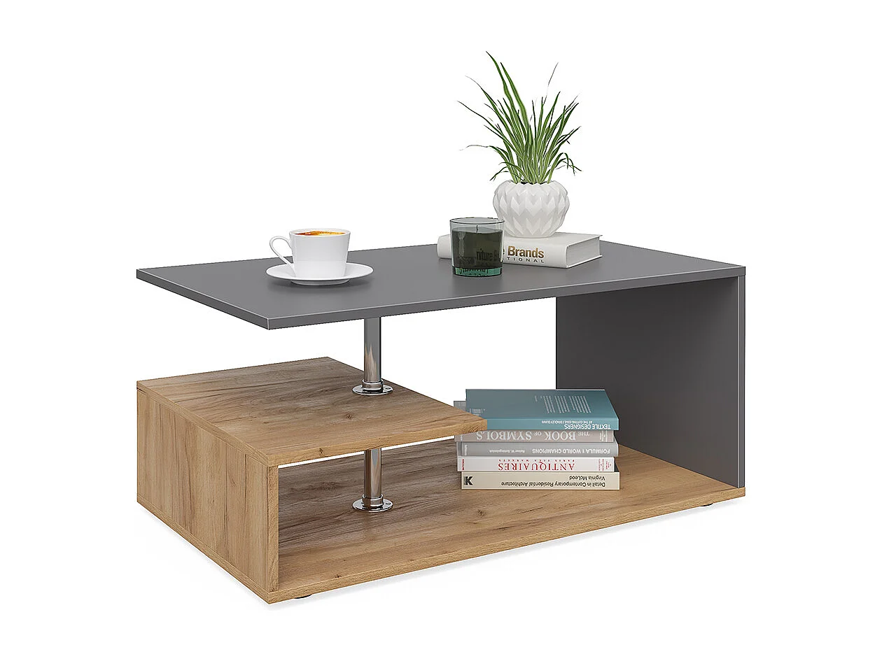 Table basse anthracite/chêne sable 91x52.6x41 guillermo