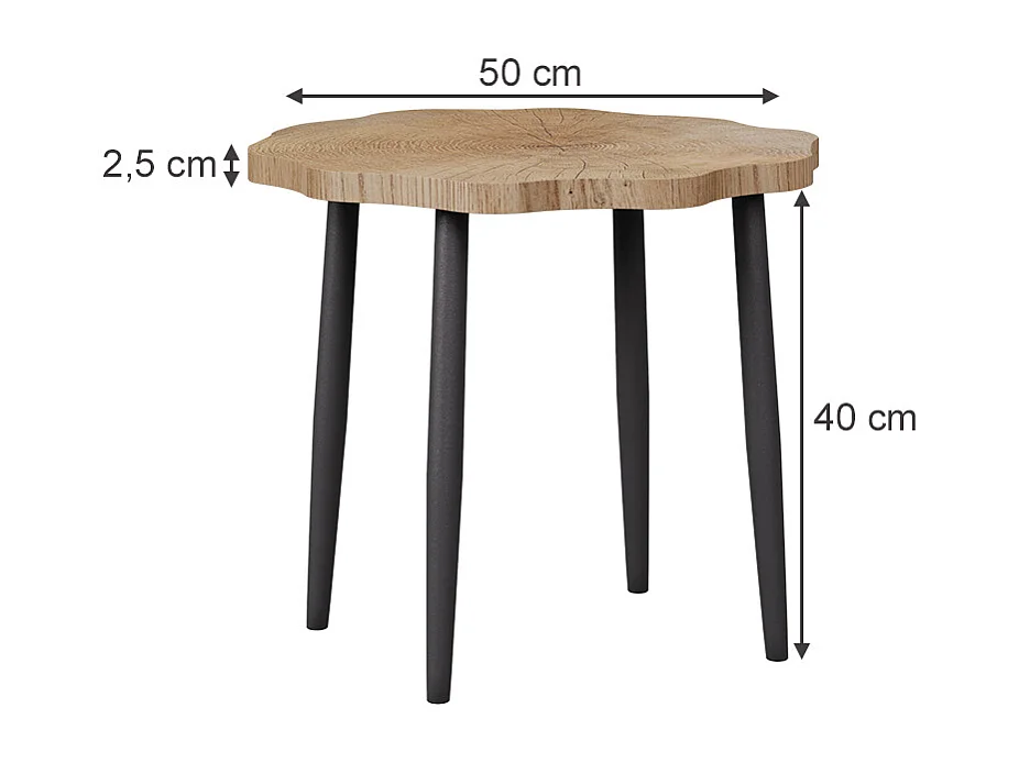 Table basse chêne 50x50x2.5 ringo