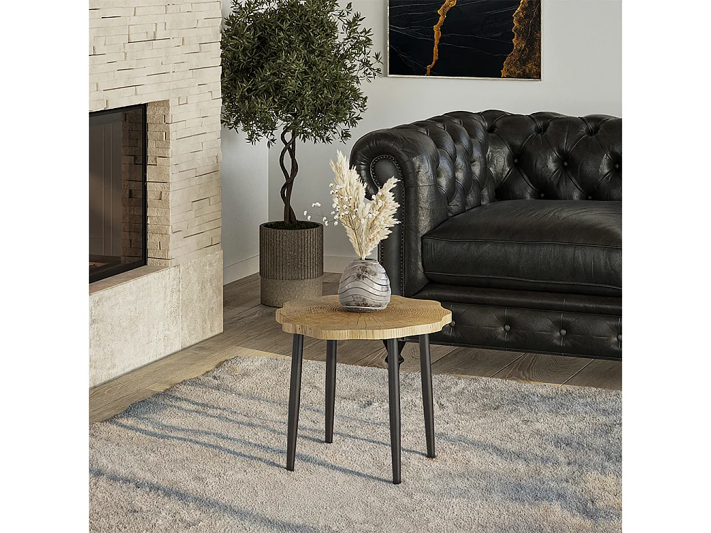 Table basse chêne 50x50x2.5 ringo