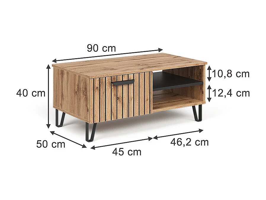 Couchtisch eiche wotan 90x50x40 amber