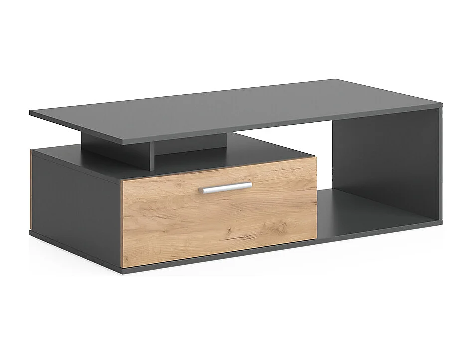 Table basse anthracite/chêne doré 118x59x39.8 roland