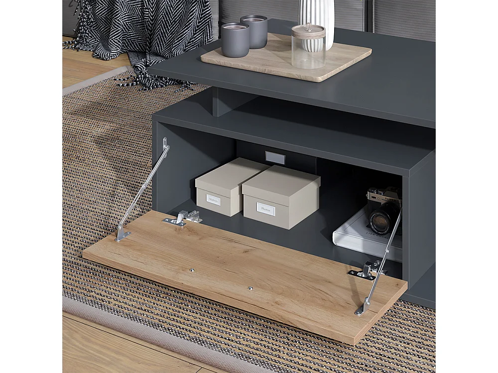 Table basse anthracite/chêne doré 118x59x39.8 roland