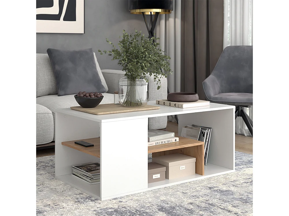 Table basse chêne blanc/force de lor 110x59x47 edgar