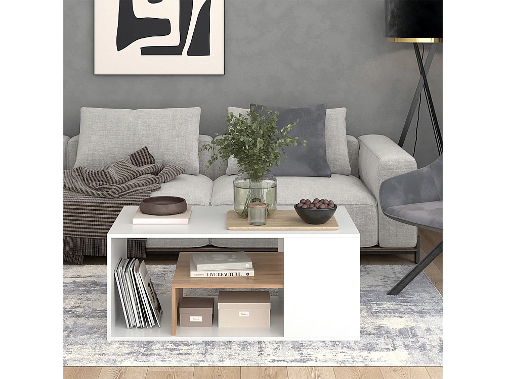 Table basse chêne blanc/force de lor 110x59x47 edgar