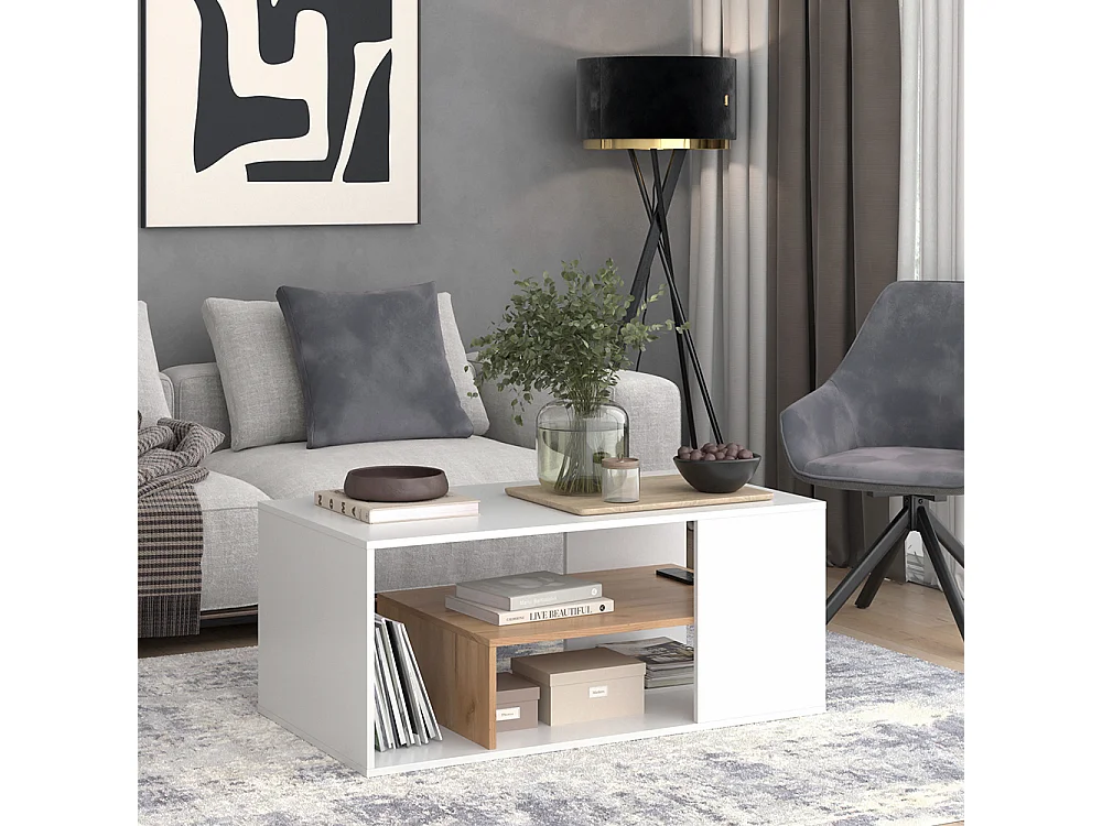 Table basse chêne blanc/force de lor 110x59x47 edgar