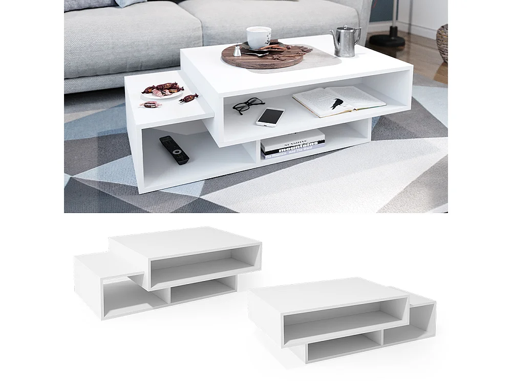 Table basse blanc 105x60x32 bari