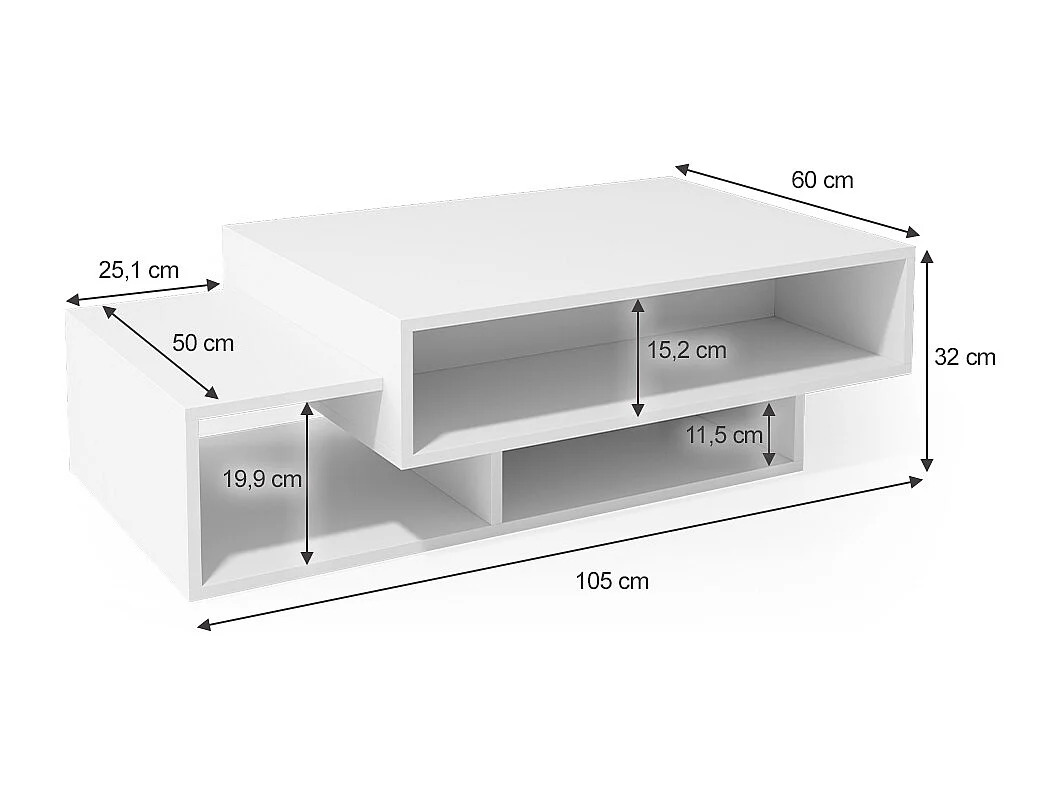 Table basse blanc 105x60x32 bari