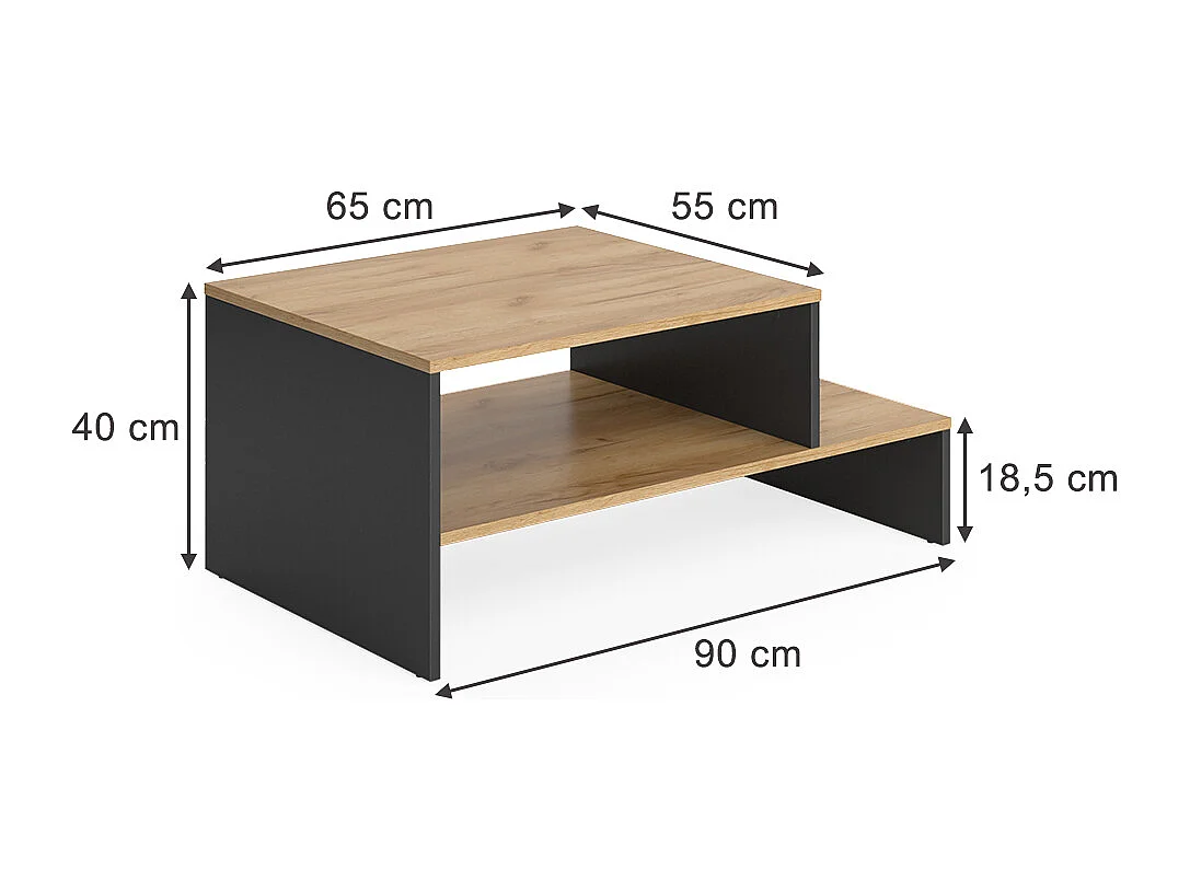 Couchtisch goldkraft eiche/anthrazit 90x55x40 amely