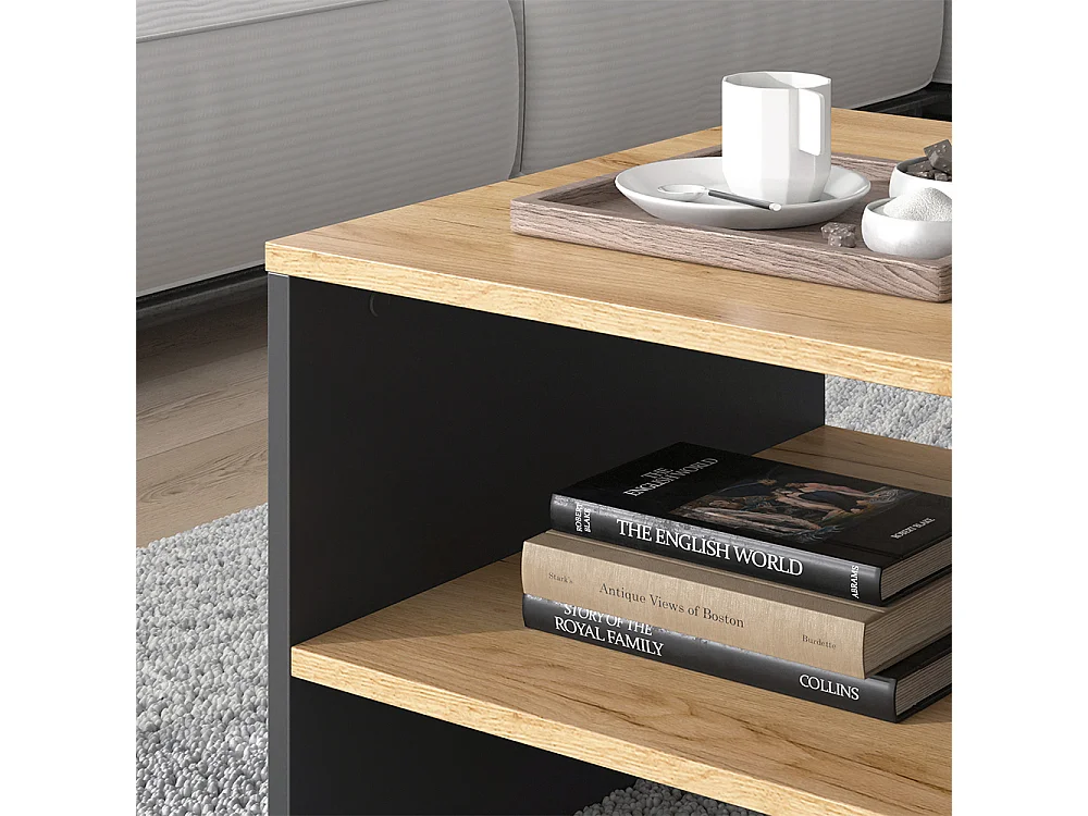 Table basse chêne doré/anthracite 90x55x40 amely