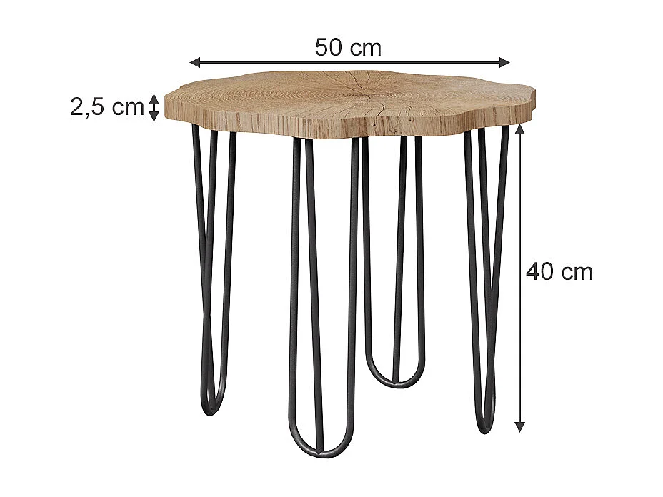 Table basse chêne 50x50x2.5 ringo