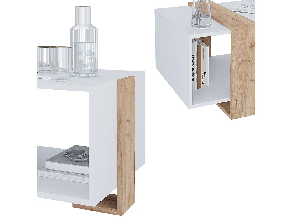 Couchtisch weiß/goldkraft eiche 91.5x52x42.1 aven