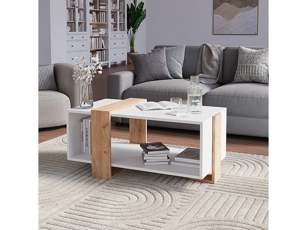 Table basse chêne blanc/force de lor 91.5x52x42.1 aven