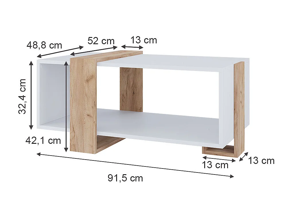 Table basse chêne blanc/force de lor 91.5x52x42.1 aven