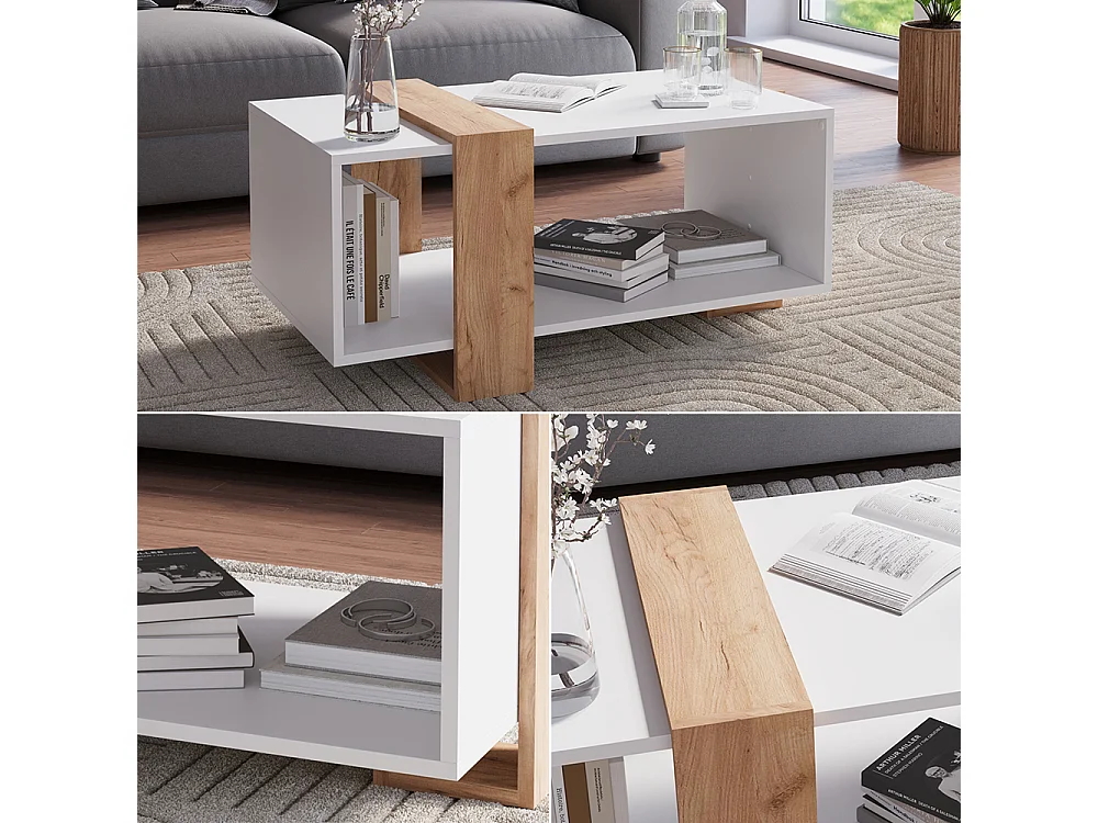 Table basse chêne blanc/force de lor 91.5x52x42.1 aven