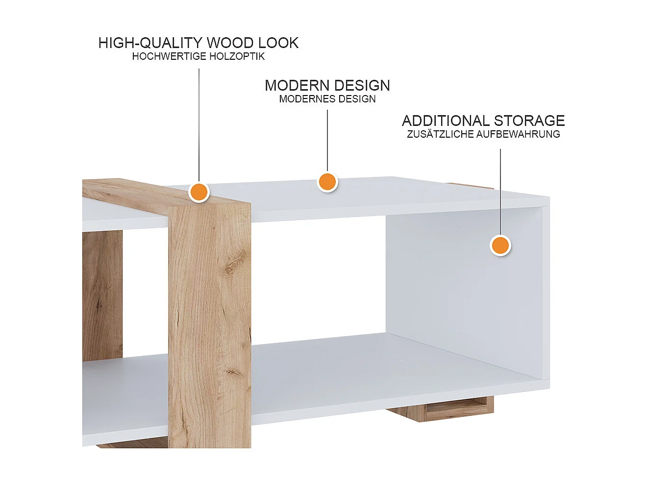Table basse chêne blanc/force de lor 91.5x52x42.1 aven