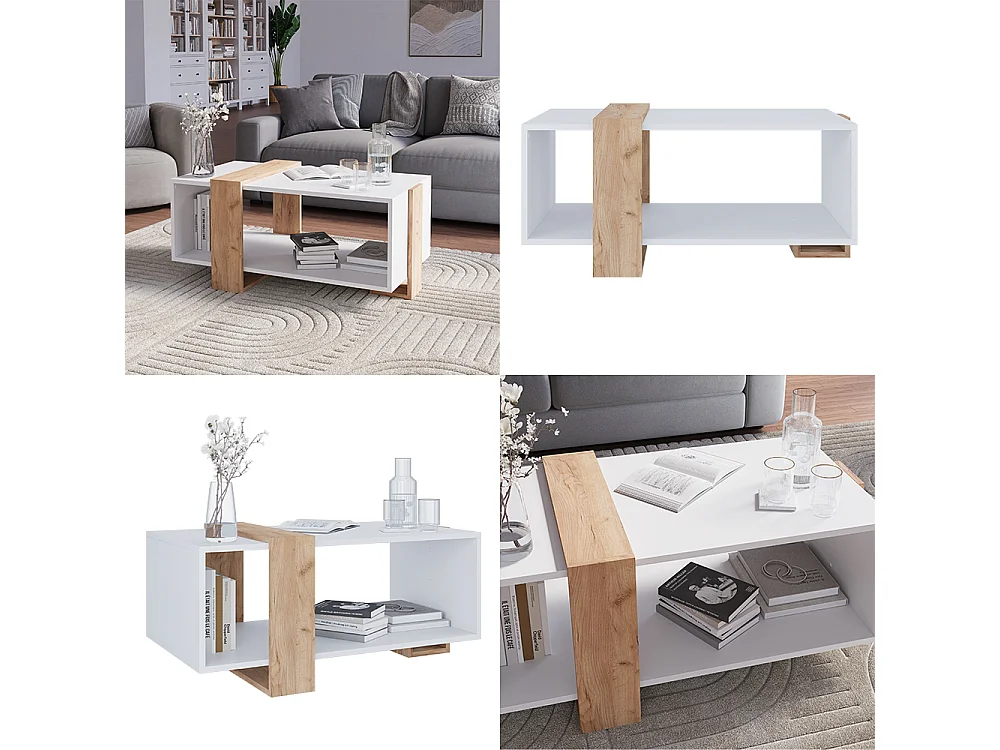 Table basse chêne blanc/force de lor 91.5x52x42.1 aven