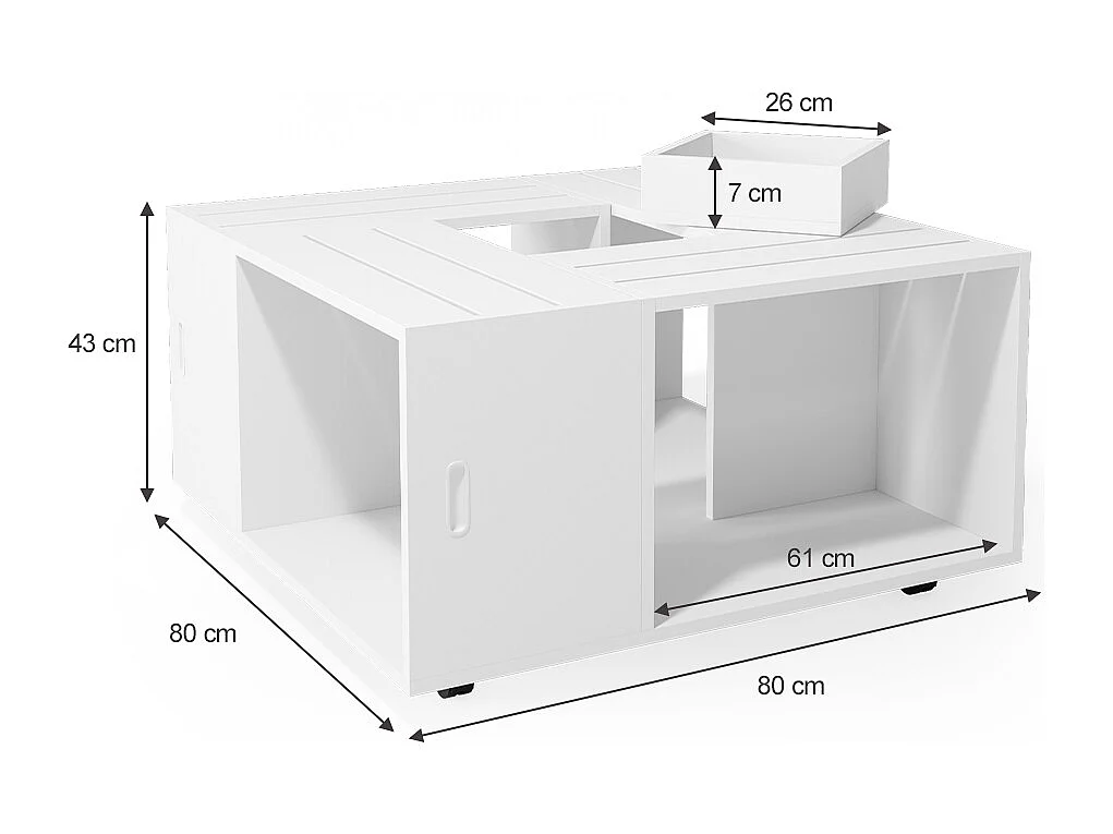 Table basse blanc 80x80x43 anton