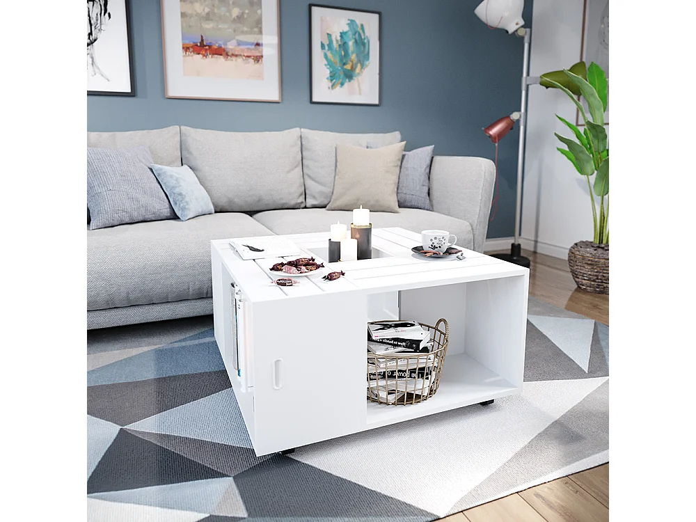 Table basse blanc 80x80x43 anton