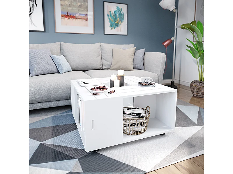 Stolik kawowy biały 80x80x43 anton