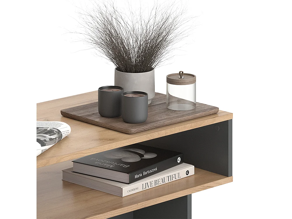 Table basse anthracite/chêne doré 80x46.2x35.4 josef