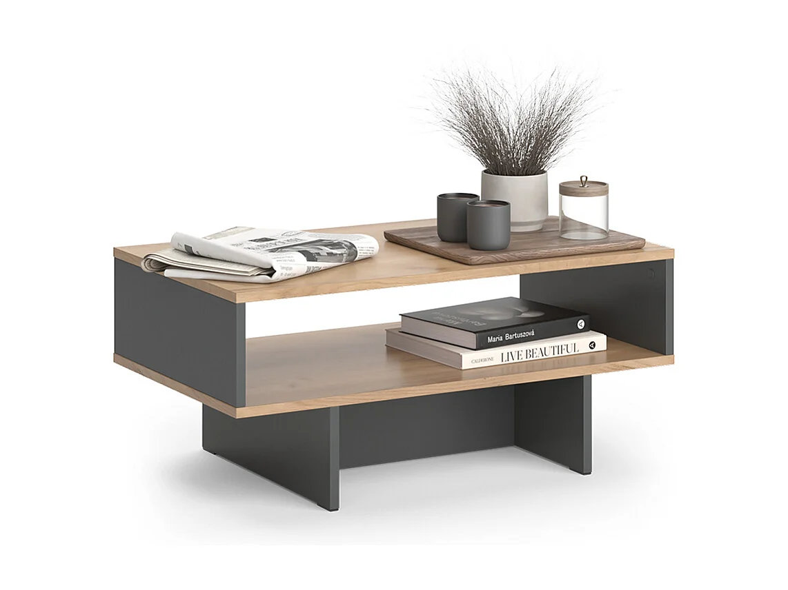 Table basse anthracite/chêne doré 80x46.2x35.4 josef