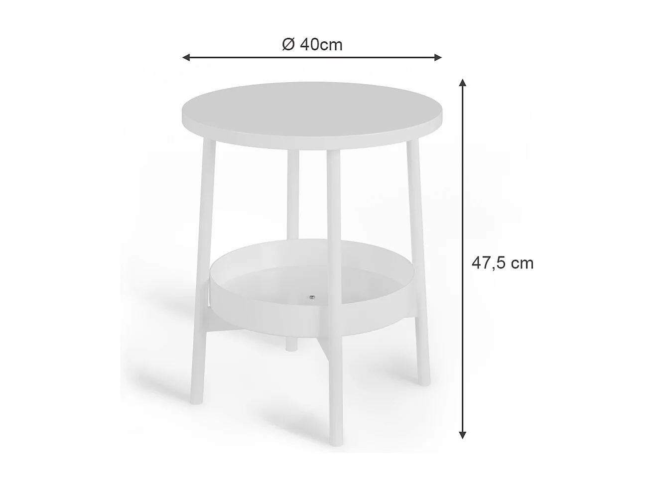 Tavolino da salotto bianco 40x40x47.5 riono