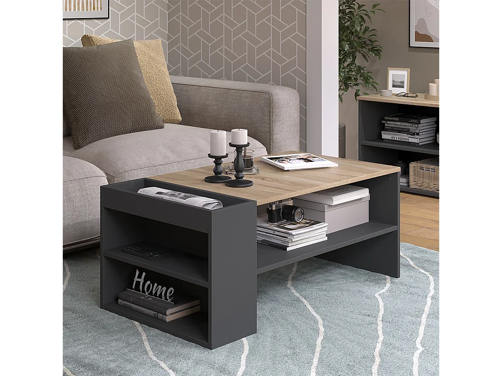 Table basse anthracite/sonoma 100x55x42 wido