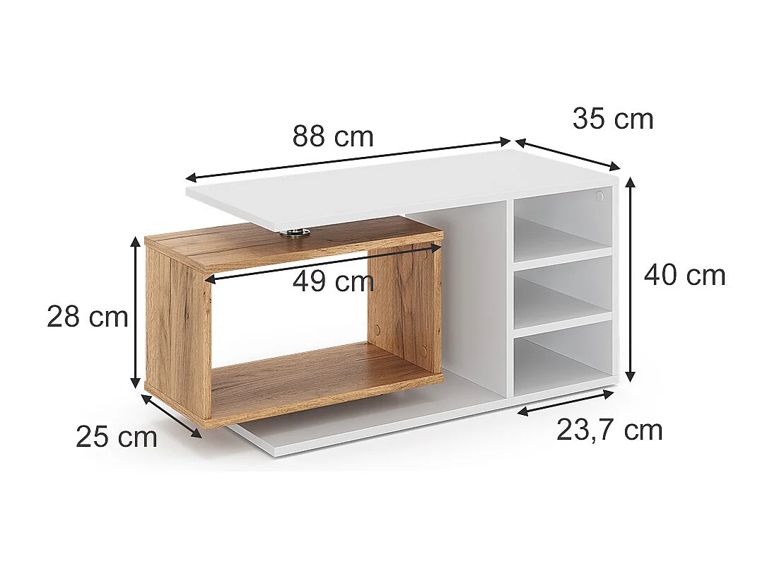 Table basse blanc 88x35x40 rafi
