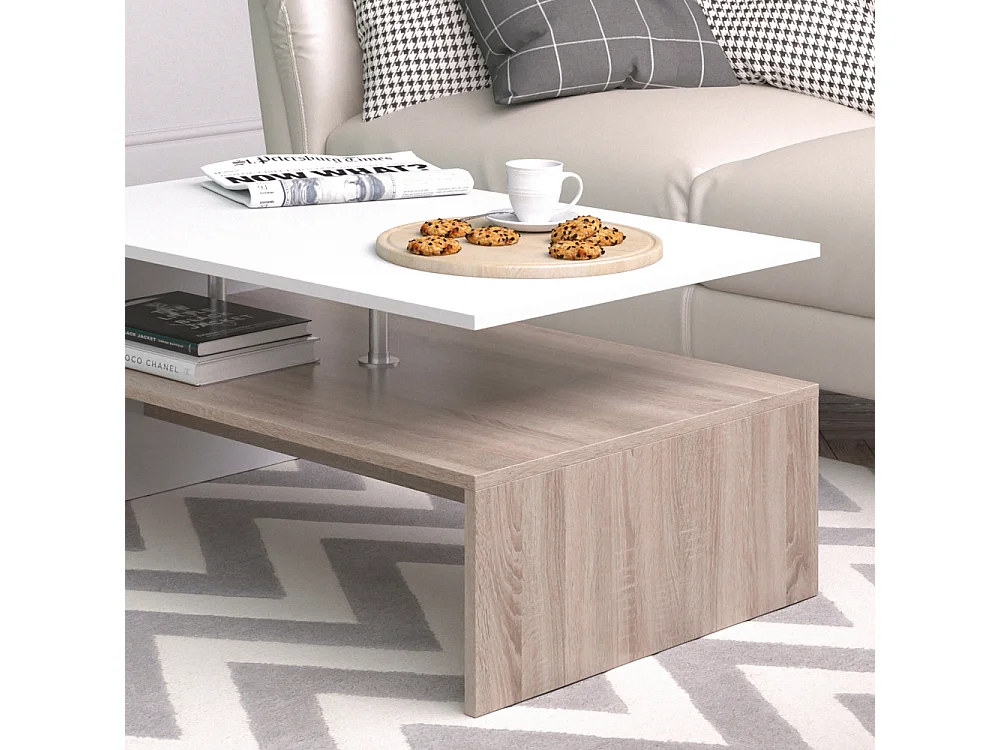 Table basse blanc/sonoma 90x60x42 amato