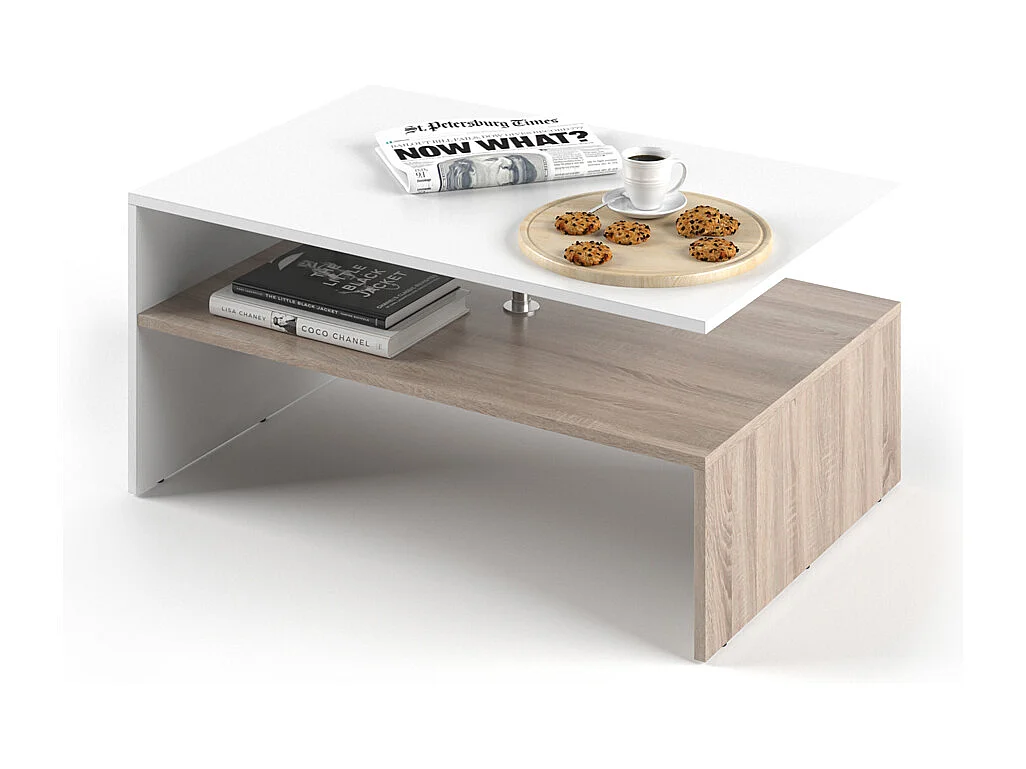 Table basse blanc/sonoma 90x60x42 amato