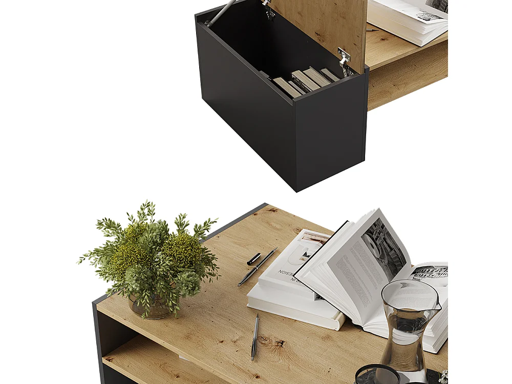 Table basse chêne artisan/anthracite 110x60x36 rubby