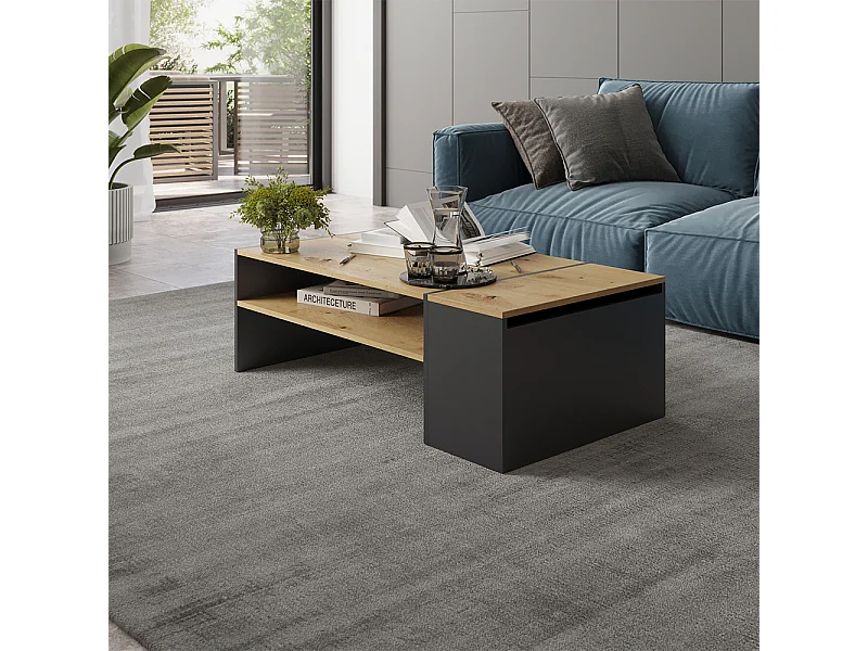 Couchtisch artisan eiche/anthrazit 110x60x36 rubby