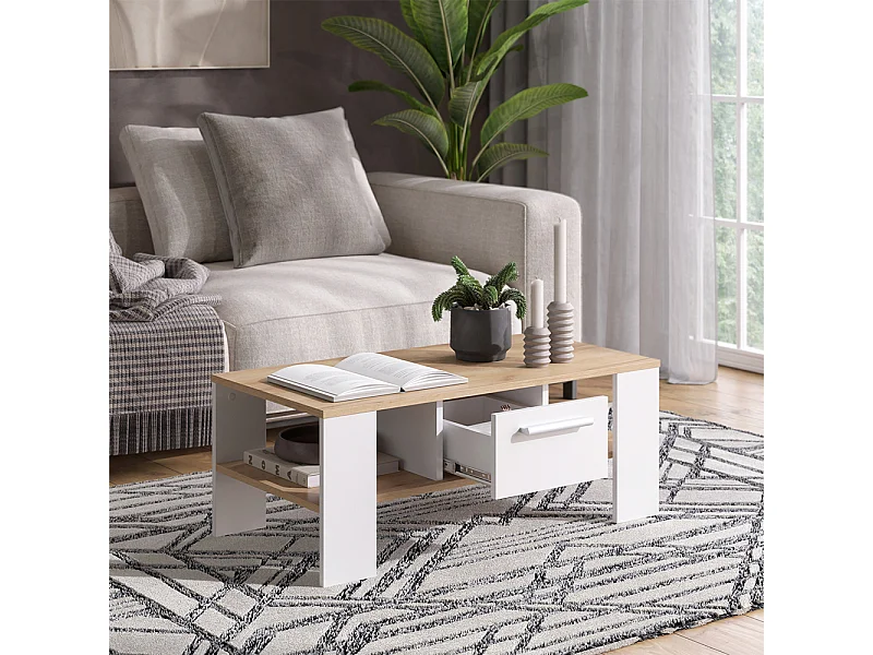 Couchtisch goldkraft eiche/weiß 89.8x46.4x35.8 wilmut